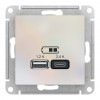 Розетка 2xUSB SYSTEME ELECTRIC ATLASDESIGN, жемчуг