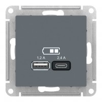 Розетка 2xUSB SYSTEME ELECTRIC ATLASDESIGN, грифель