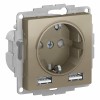 Розетка с USB SYSTEME ELECTRIC ATLASDESIGN, скрытый монтаж, с заземлением, шампань