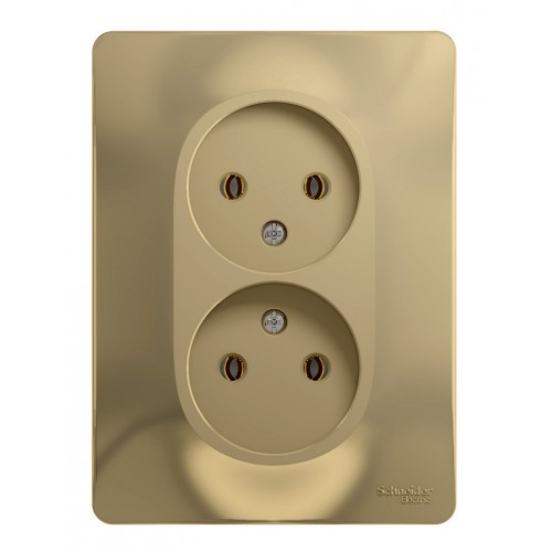 Розетка двухместная SYSTEME ELECTRIC GLOSSA, скрытый монтаж, без заземления, титан