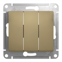 Выключатель 3-клавишный SYSTEME ELECTRIC GLOSSA, скрытый монтаж, титан