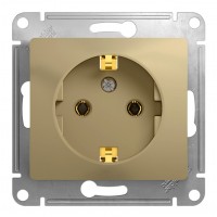 Розетка SYSTEME ELECTRIC GLOSSA, скрытый монтаж, с заземлением, титан