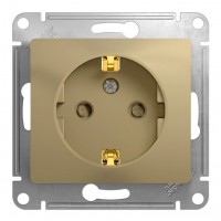 Розетка SYSTEME ELECTRIC GLOSSA, скрытый монтаж, с заземлением, со шторками, титан