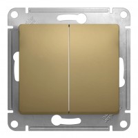 Переключатель 2-клавишный SYSTEME ELECTRIC GLOSSA, скрытый монтаж, титан