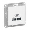 Розетка 2xUSB SYSTEME ELECTRIC ATLASDESIGN, скрытый монтаж, белый, ATN000139
