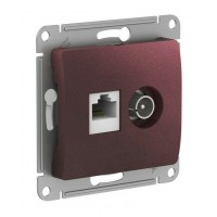 GLOSSA РОЗЕТКА двойная ТВ + компьютерная RJ45, кат. 5Е, механизм, БАКЛАЖАНОВЫЙ