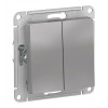 Выключатель IP44 2-клавишный SYSTEME ELECTRIC ATLASDESIGN AQUA, скрытый монтаж, алюминий, ATN440351
