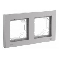 Рамка 2 поста IP44 SYSTEME ELECTRIC ATLASDESIGN AQUA, горизонтальная, алюминий, ATN440302