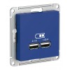 Розетка 2xUSB SYSTEME ELECTRIC ATLASDESIGN, скрытый монтаж, аквамарин, ATN001133