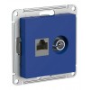 Розетка ТВ+компьютерная TV+RJ45 SYSTEME ELECTRIC ATLASDESIGN, скрытый монтаж, аквамарин, ATN001189