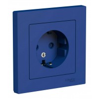 Розетка SYSTEME ELECTRIC ATLASDESIGN, скрытый монтаж, с заземлением, со шторками, аквамарин, ATN001144