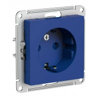 Розетка SYSTEME ELECTRIC ATLASDESIGN, скрытый монтаж, с заземлением, со шторками, аквамарин, ATN001145