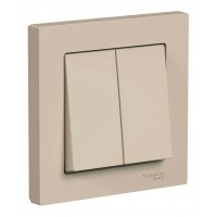 Выключатель 2-клавишный SYSTEME ELECTRIC ATLASDESIGN, скрытый монтаж, песочный, ATN001252