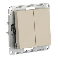 Выключатель 2-клавишный SYSTEME ELECTRIC ATLASDESIGN, скрытый монтаж, песочный, ATN001251
