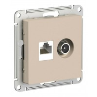 Розетка ТВ+компьютерная TV+RJ45 SYSTEME ELECTRIC ATLASDESIGN, скрытый монтаж, песочный, ATN001289