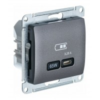Розетка USB type C SYSTEME ELECTRIC GLOSSA, скрытый монтаж, графит, GSL001327
