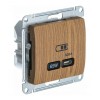 Розетка USB type C SYSTEME ELECTRIC GLOSSA, скрытый монтаж, дуб, GSL000527