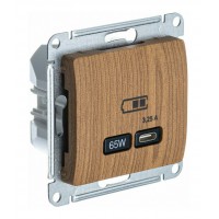 Розетка USB type C SYSTEME ELECTRIC GLOSSA, скрытый монтаж, дуб, GSL000527