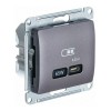 Розетка USB type C SYSTEME ELECTRIC GLOSSA, скрытый монтаж, сиреневый туман, GSL001427