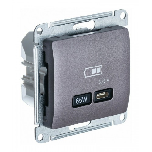 Розетка USB type C SYSTEME ELECTRIC GLOSSA, скрытый монтаж, сиреневый туман, GSL001427
