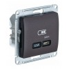 Розетка USB type C SYSTEME ELECTRIC GLOSSA, скрытый монтаж, шоколад, GSL000827