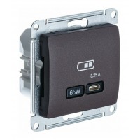 Розетка USB type C SYSTEME ELECTRIC GLOSSA, скрытый монтаж, шоколад, GSL000827