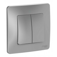 Переключатель 2-клавишный SYSTEME ELECTRIC BLANCA, скрытый монтаж, алюминий, BLNVS106603