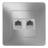 Розетка телефонная+компьютерная RJ11+RJ45 SYSTEME ELECTRIC BLANCA, скрытый монтаж, алюминий, BLNIS045113
