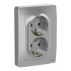 Розетка двухместная SYSTEME ELECTRIC BLANCA, скрытый монтаж, с заземлением, алюминий, BLNRS001023