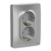 Розетка двухместная SYSTEME ELECTRIC BLANCA, скрытый монтаж, с заземлением, со шторками, алюминий, BLNRS001123