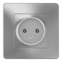 Розетка SYSTEME ELECTRIC BLANCA, скрытый монтаж, без заземления, алюминий