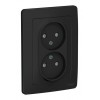 Розетка двухместная SYSTEME ELECTRIC BLANCA, скрытый монтаж, без заземления, со шторками, антрацит