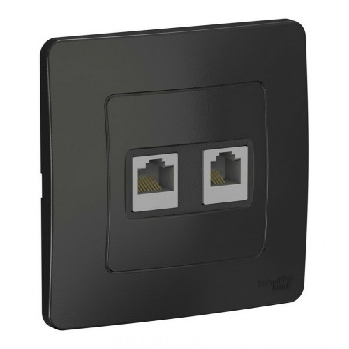 Розетка телефонная+компьютерная RJ11+RJ45 SYSTEME ELECTRIC BLANCA, скрытый монтаж, антрацит, BLNIS045116