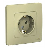Розетка SYSTEME ELECTRIC BLANCA, скрытый монтаж, с заземлением, бежевый, BLNRS001017