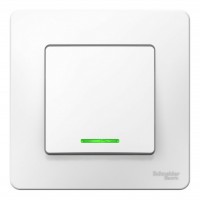 Выключатель 1-клавишный SYSTEME ELECTRIC BLANCA с подсветкой, скрытый монтаж, белый, BLNVS010111