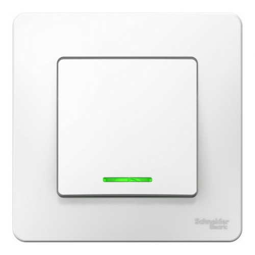 Выключатель 1-клавишный SYSTEME ELECTRIC BLANCA с подсветкой, скрытый монтаж, белый, BLNVS006111