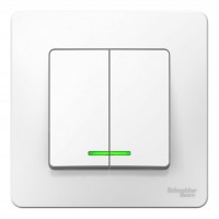 Выключатель 2-клавишный SYSTEME ELECTRIC BLANCA с подсветкой, скрытый монтаж, белый, BLNVS006511