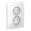 Розетка двухместная SYSTEME ELECTRIC BLANCA, скрытый монтаж, без заземления, со шторками, белый