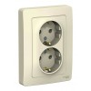 Розетка двухместная SYSTEME ELECTRIC BLANCA, скрытый монтаж, с заземлением, молочный, BLNRS001022