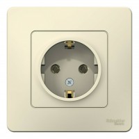 Розетка SYSTEME ELECTRIC BLANCA, скрытый монтаж, с заземлением, молочный, BLNRS001012