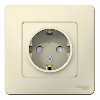 Розетка SYSTEME ELECTRIC BLANCA, скрытый монтаж, с заземлением, со шторками, молочный, BLNRS001112
