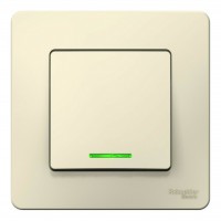 Переключатель 1-клавишный SYSTEME ELECTRIC BLANCA с подсветкой, скрытый монтаж, молочный, BLNVS010612
