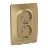 Розетка двухместная SYSTEME ELECTRIC BLANCA, скрытый монтаж, без заземления, со шторками, титан
