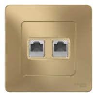 Розетка компьютерная 2xRJ45 SYSTEME ELECTRIC BLANCA, открытый монтаж, титан, BLNIS045454
