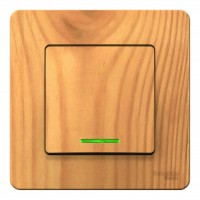 Выключатель 1-клавишный SYSTEME ELECTRIC BLANCA с подсветкой, скрытый монтаж, ясень, BLNVS010115