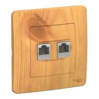 Розетка компьютерная 2xRJ45 SYSTEME ELECTRIC BLANCA, открытый монтаж, ясень, BLNIS045455