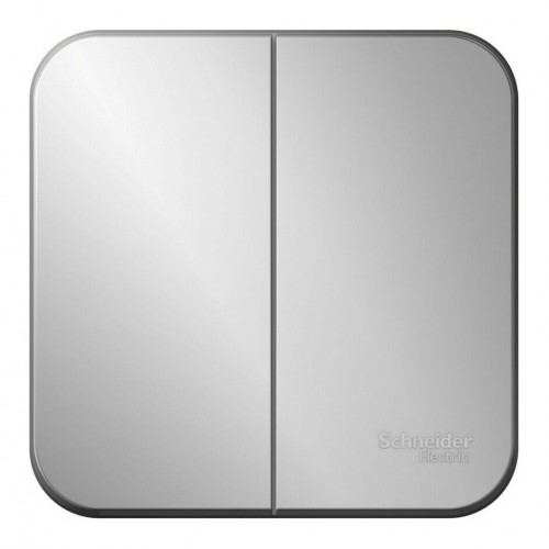 Выключатель 2-клавишный SYSTEME ELECTRIC BLANCA, открытый монтаж, алюминий, BLNVA105003
