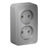Розетка двухместная SYSTEME ELECTRIC BLANCA, открытый монтаж, без заземления, алюминий,