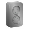 Розетка двухместная SYSTEME ELECTRIC BLANCA, открытый монтаж, без заземления, со шторками, алюминий