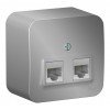 Розетка компьютерная 2xRJ45 SYSTEME ELECTRIC BLANCA, открытый монтаж, алюминий, BLNIA045453